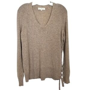 White + Warren Merino Wool Cashmere V-neck Sweater Sz S Side Ties V Neck Soft‎